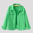 thumbnail image 2 of CEHVOM Women Spring And Warm Solid Long Sleeve Denim Jacket Outerwear Clearance, 2 of 4