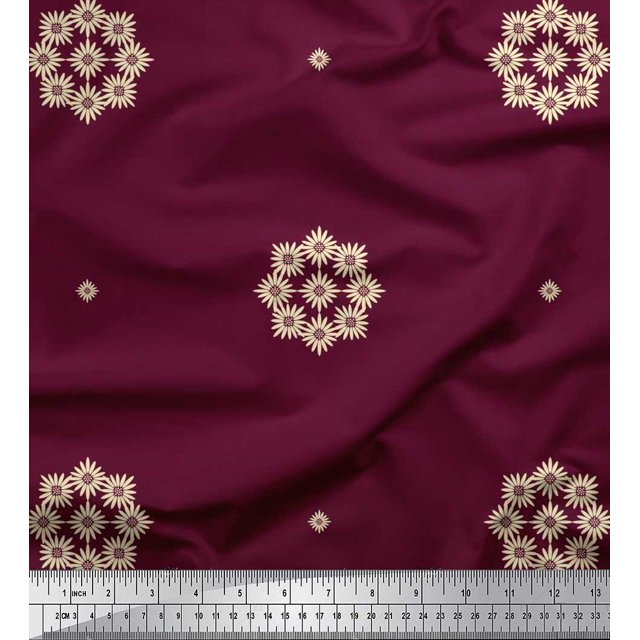 Soimoi polyester Crepe Fabric Artistic Floral Printed Craft Fabric by the Yard 52 Inch Wide