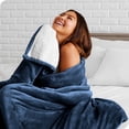 thumbnail image 3 of Bare Home Plush Sherpa Bed Blanket - Fluffy & Soft - Reversible - Lightweight - King, Dark Blue, 3 of 7