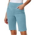 thumbnail image 1 of Liquidation d'Économies d'Été 2025! BOVXNPU Bermudas pour Femmes Grande Taille, Shorts en Sergé Extensible Longueur Genou pour Femmes, Bermudas de Randonnée Réguliers en Sergé Extensible Uni à Taille Fine à Enfiler avec Poches, 1 of 4