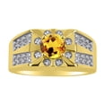 thumbnail image 1 of RYLOS Men's Rings 14K Yellow Gold Designer Starburst 7MM Round Gemstone & Diamond Ring Citrine November Birthstone Rings Size 8, 1 of 7
