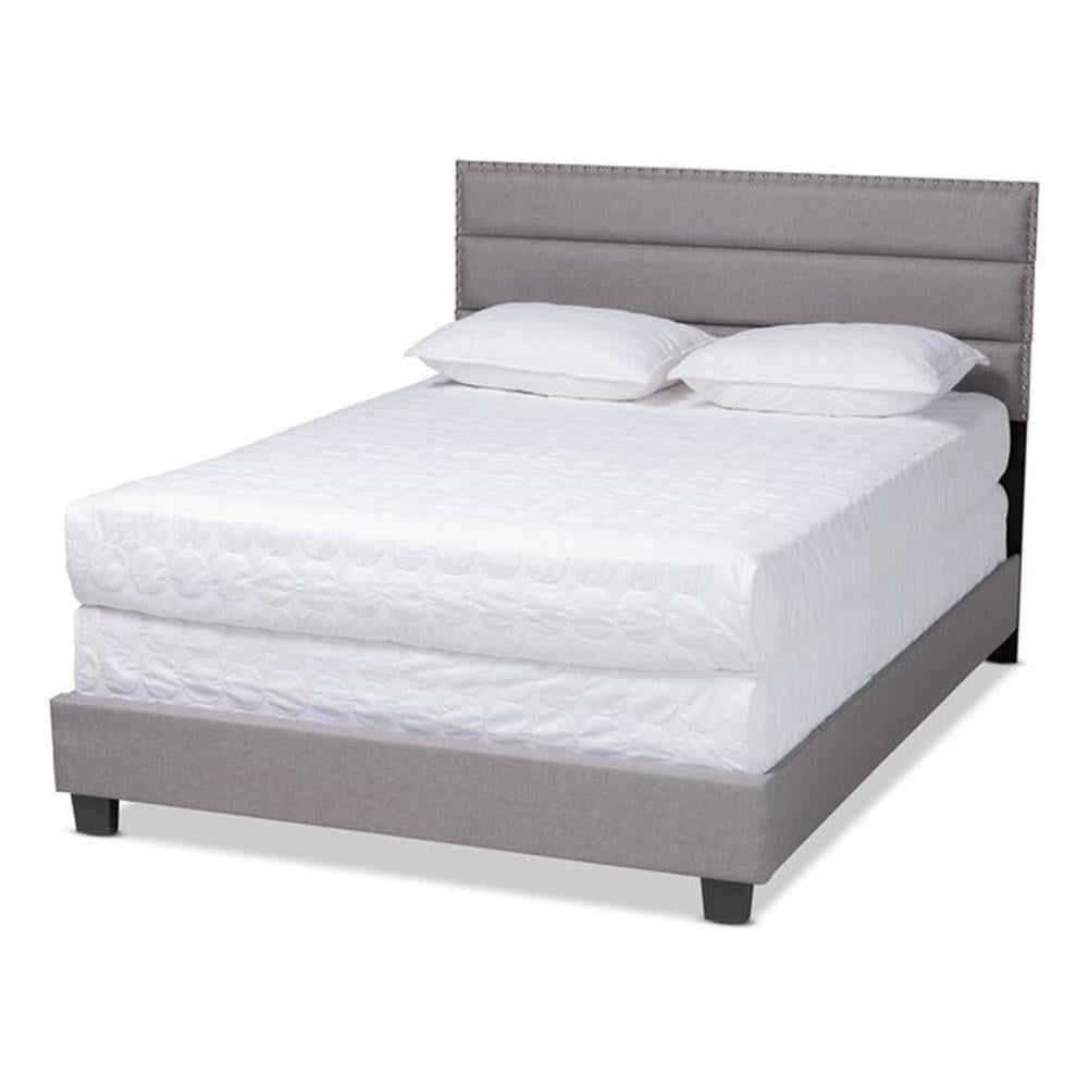 Baxton Studio Lit Complet en Tissu Gris Rembourré