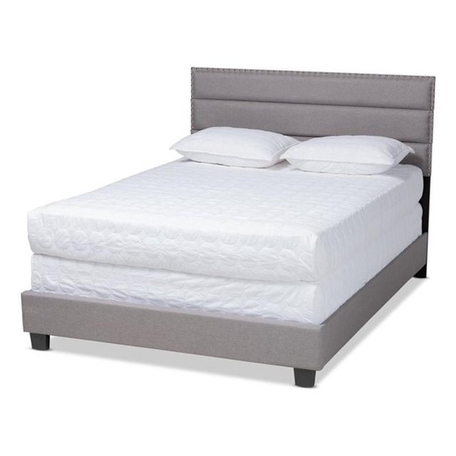 Baxton Studio Lit Complet en Tissu Gris Rembourré
