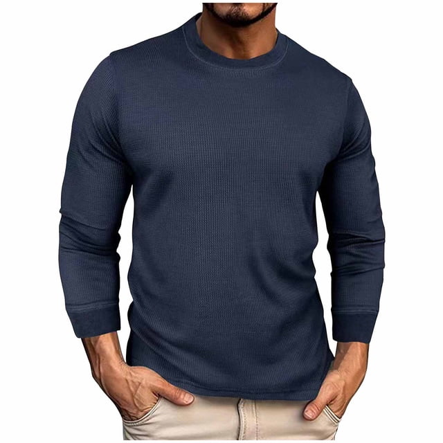 AherBiu Chandails à Manches Longues pour Hommes Col Ras du Cou Coupe Décontractée Hauts Automne Hiver Décontractés Amples Légers Chandail