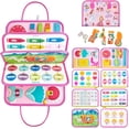 thumbnail image 1 of LivinVeluris Montessori Busy Board for Toddlers– Sensory Activity Board with Fine Motor Skills Toys– Educational Toy for Children– Learning Toys for 1-3 Year Old Boys & Girls –Pink Princess Design, 1 of 7
