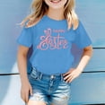 thumbnail image 2 of LUOGENLI T-Shirt pour Filles Mode Décontractée pour Enfants Imprimé Col Rond Manches Courtes T-Shirts pour Filles Tendance Été Bleu 12-13 Ans, 2 of 4