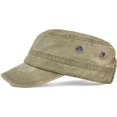 thumbnail image 3 of ORUYROP Washed Cotton Military Caps Cadet Army Caps Unique Design Vintage Flat Top Cap, 3 of 7