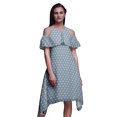 thumbnail image 1 of Bimba Blue Floral Printed Womens Cold Shoulder Tunic Party Round Neck Shift Dress - Large, 1 of 1