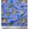 thumbnail image 1 of Soimoi Polyester Crepe Fabric Leaves & Carnation Floral Decor Fabric Printed Yard 52 Inch Wide, 1 of 1