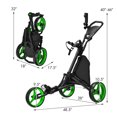 thumbnail image 2 of Gymax Chariot de Golf Pliable à 3 Roues à Pousser et Tirer avec Poignée Réglable Vert, 2 of 10