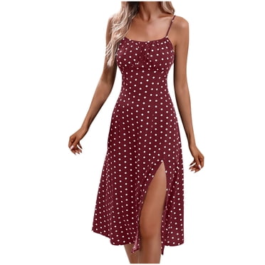 Birdeem Robes pour Femmes Dames Été Mode Aguichant à Bretelles Suspendues Fendue Imprimée Robe à Col Rond