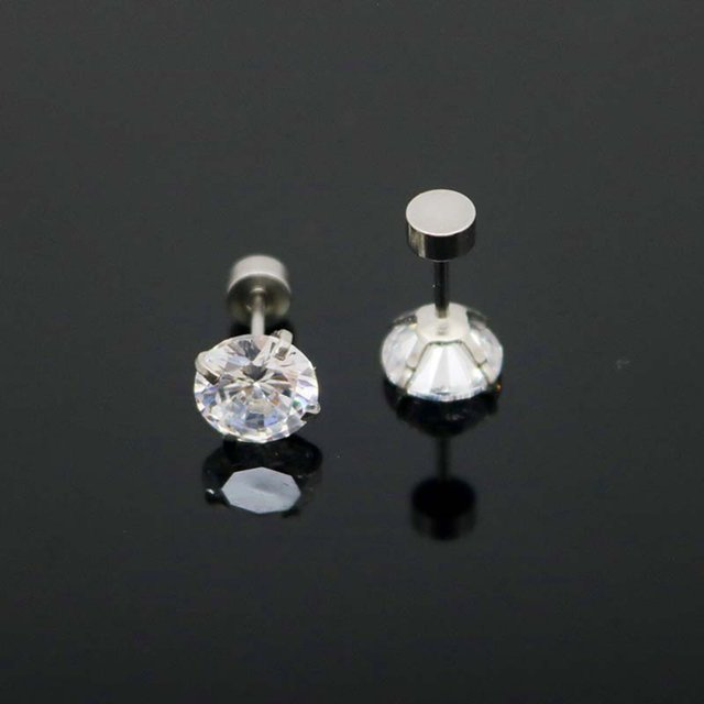 WIFKLSIIPG 316 Stainless Steel Four Inset Zircon Small Earrings Titanium Steel Ear Bone Jewelry