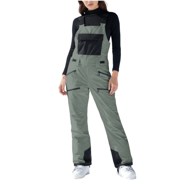 JMYHOAM Combinaison de Ski une Pièce pour Femme Imperméable Coupe-Vent Isolée Combinaison de Neige avec Salopette Bretelles Ajustables pour Planche à Neige Ski Sports d'Hiver