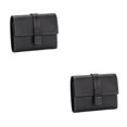 thumbnail image 3 of pitrice Leather Women Purse Rectangular Trifold for Zipper Hasp Stylish Card Holder Photo Folder Wallet Notecase Birthday Gift Black 2Set, 3 of 6
