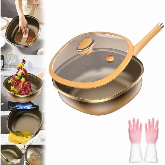 12in Titanium Alloy Non-Stick Pot with Lid, Multi-Purpose Deep Saute Pan with Steamer Basket, Nonstick Frying Pan Cookware Sets for Frying Stir-frying Stewing Cooking Methods(Pot+Lid)