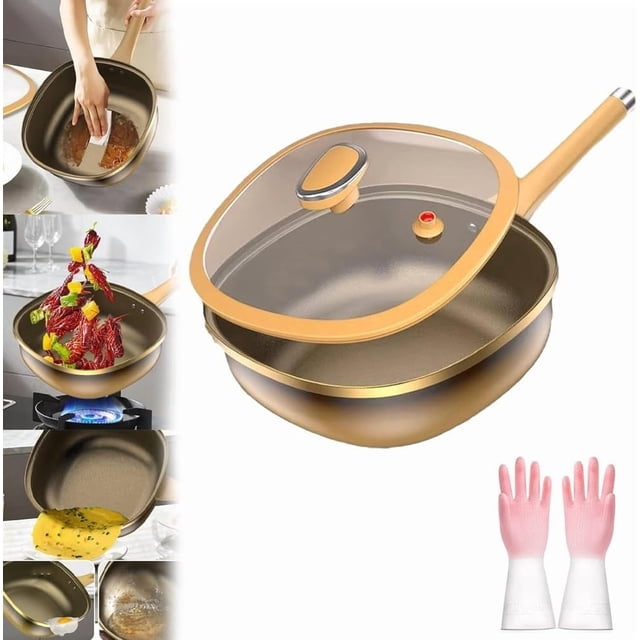 12in Titanium Alloy Non-Stick Pot with Lid, Multi-Purpose Deep Saute Pan with Steamer Basket, Nonstick Frying Pan Cookware Sets for Frying Stir-frying Stewing Cooking Methods(Pot+Lid)