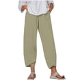 thumbnail image 1 of Timegard Plus Size Pants for Women Elastic Waist Solid Color Comfy Fall Casual Crop Pants with Pockets, 1 of 5