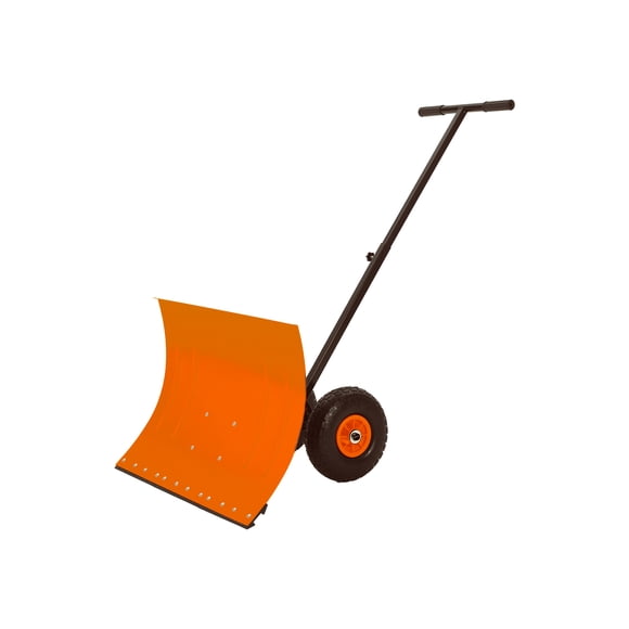 Heavy Duty Snow Shovel with Wheels – 29x20" Wide Adjustable Angled Blade – Ergonomic Metal Snow Pusher for Driveways, Sidewalks, Yards – Rolling Snow Removal Tool