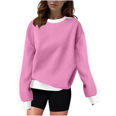 cfhntfmh Hauts à Manches Longues pour Femmes Chandail en Molleton Surdimensionné Tendance Col Rond Tunique Légère Décontractée Blouses