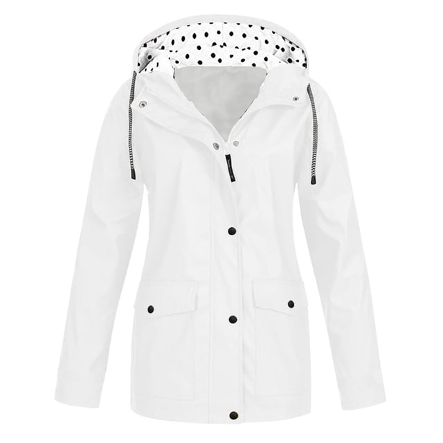 Veste de Pluie Mode pour Femmes m Coupe-Vent avec Capuche Légère Longue Veste Rétro Manche Coupe-Vent à Fermeture Éclair Vestes d'Hiver pour Femmes Imperméable à Cordon avec Poches