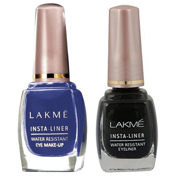 LAKMÉ Insta Liquid Eye Liner, Lakme Insta Eye Liner Black 9 ml & Blue 9 ml Matte Finish