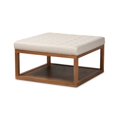 thumbnail image 1 of Baxton Studio Alvere Beige Fabric Upholstered Brown Finished Ottoman, 1 of 1