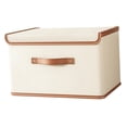 thumbnail image 3 of Tnarru Bac de Rangement avec Couvercle Conteneur d'Organisation Boîte de Rangement avec Couvercle Panier de Rangement en Tissu Organisateur de Rangement pour Organiser Garage Beige 44x30x29cm, 3 of 8