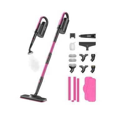 Schenley 19-in-1 Steam Mop Dual-Rod Design with Detachable Handheld Steamer for Walls, Grouts, Hard Floors, Tiles, includes Multi-purpose Accessories, Washable Microfiber Pads and Disposable Pads