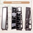 thumbnail image 3 of Costway Armoire à Bijoux Rotative à 360° 2-en-1 Verrouillable Miroir Brun Foncé, 3 of 9