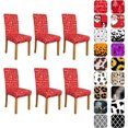 thumbnail image 1 of Merry Christmas Chair Covers for Dining Room Set of 6, Red Xmas Stretch Dining Chair Cover 6 Pieces, Washable Kitchen Chair Slipcovers 6 Pack, Removable Seat Protector for Christmas Decor, 1 of 4