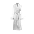 thumbnail image 4 of LSLJS Robe de Chambre en Soie Glacée pour Femmes, Mode, Couleur Unie, Manches en Maille Transparente, Nuisette Aguichant, Peignoirs Cadeaux pour Femmes, 4 of 4