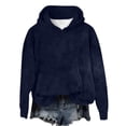 thumbnail image 2 of IMENGL Casual plush solid color hoodie, Blue 2XL, Size M-2XL, 2 of 4