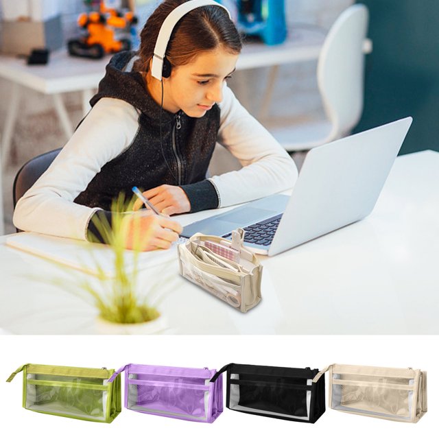Pencil Box, Marker Case Organizer Large Capacity Pencil Case Clear Crayon Container School Pencil Box Stationery Pouch Box Of Pencils
