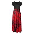 thumbnail image 4 of TIMIFIS Robe Maxi d'Halloween pour Femme à Manches Courtes, Cosplay d'Halloween, Robe de Fête Évasée en Ligne A, Vintage, d'Halloween, d'Horreur, Imprimée de Citrouilles, Robe de Bal de Fête Automne/hiver, 4 of 5