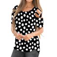 thumbnail image 1 of T-Shirt à Pois pour Femmes, Été, Manches Courtes, à Bretelles, Épaules Dénudées, Hauts, Chemisiers, 1 of 6