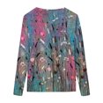 thumbnail image 5 of IROINID Chemises à Manches Longues Col en V pour Femmes Grande Taille Décontracté Ample Imprimé Blouse, Rouge, 5 of 5