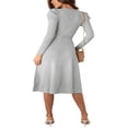 thumbnail image 3 of Robe Midi en Tricot à Manches Longues pour Femmes, Couleur Unie, Ceinturée avec Lien, Robe Chandail en Tricot, Robes Midi Trapèze, 3 of 7