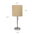 thumbnail image 4 of LimeLights Brushed Steel Stick Lamp with Charging Outlet and Fabric Shade 2 Pack Set, 4 of 9