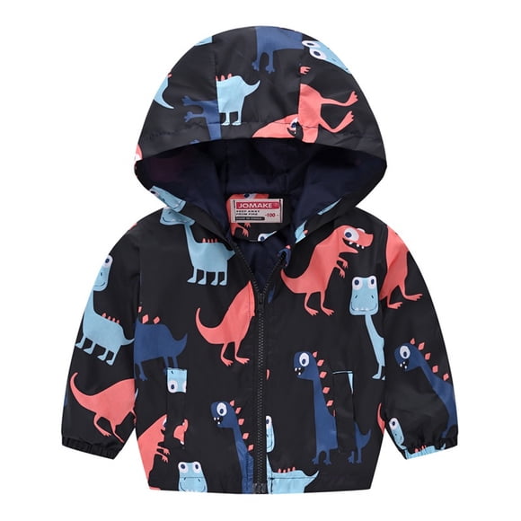 Toddler Boys Jacket Toddler Kids Baby Grils Boys Long Sleeve Print Zipper Hooded Coat Jacket