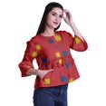 thumbnail image 3 of Moomaya Hauts Boho Coton Décontractés Amples Blouses Haut d'Été Col Rond T-Shirt, 3 of 4