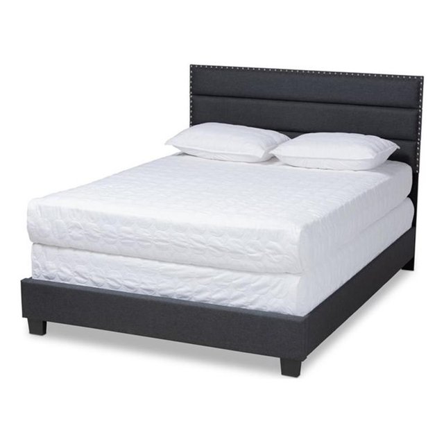 Baxton Studio Lit Grand Size en Tissu Gris Foncé Rembourré