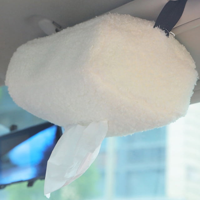 Car Tissue Box, Lamb Fleece Cover, Vehicle Tissue Organizer, Seat Back Tissue Holder, Large Capacity Storage, Car Interior Organizer, Soft Durable Fleece, Universal Fit Shoulder Strap