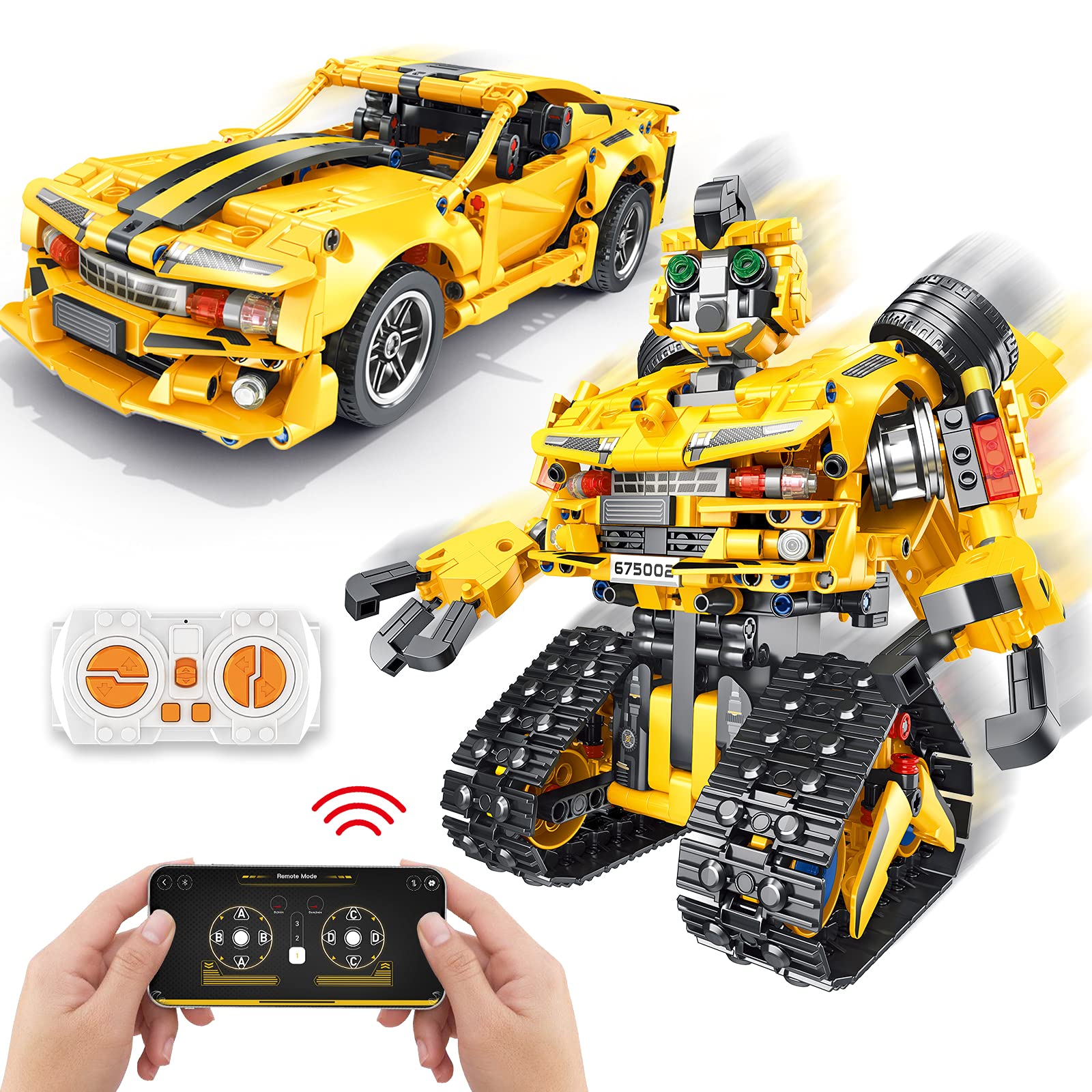 2-in-1 Build a Robot Kit,901 Pieces Remote & APP Controlled Robot & Car,Robotic Toys STEM Projects for Kids Ages 6 7 8 9 10 11 12+