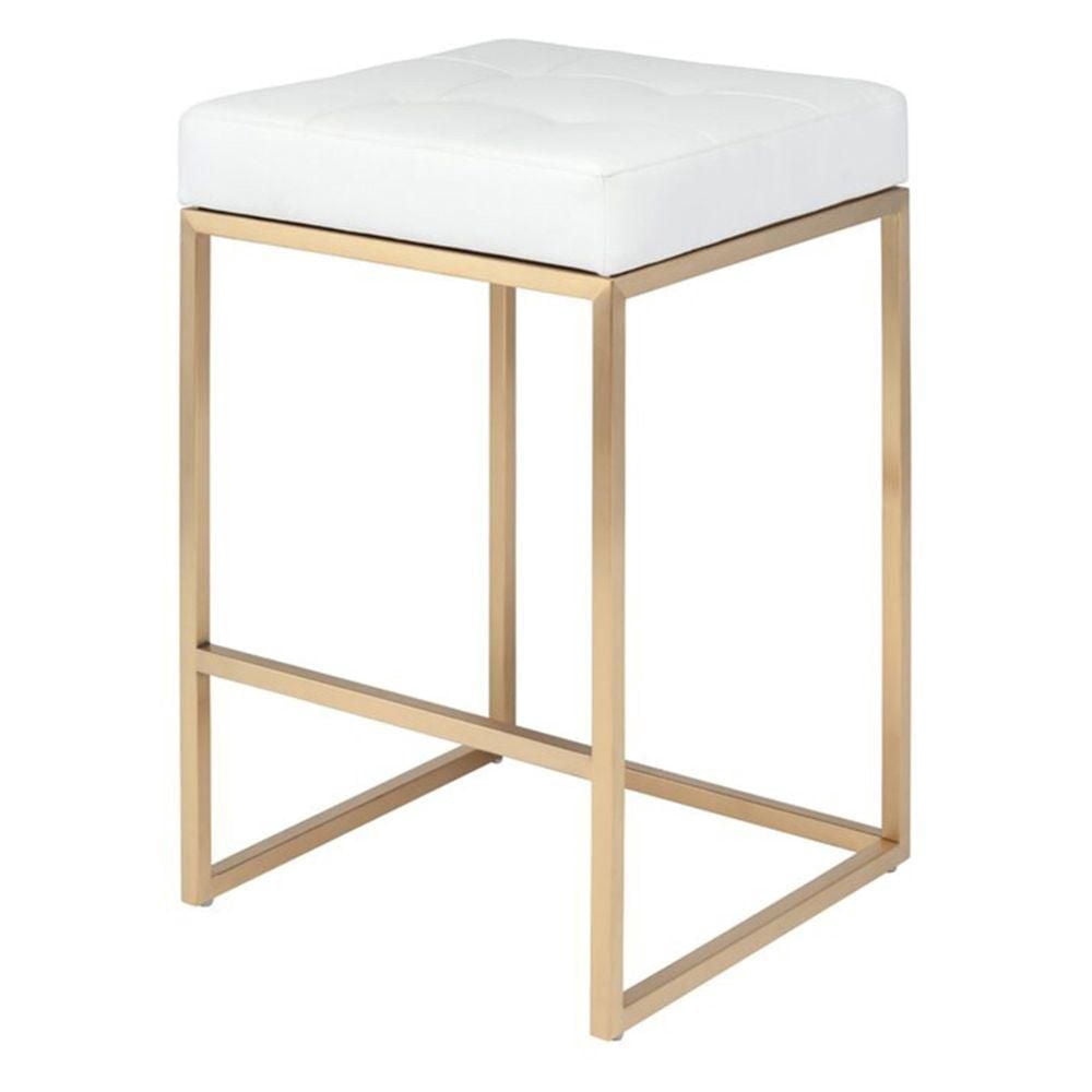 Tabouret de bar moderne et luxueux – Design élégant sans dossier avec pieds dorés brillants, siège rembourré, mélange parfait de style et de confort pour les cuisines et les bars