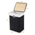 thumbnail image 2 of Costway Rectangle Bamboo Hamper Laundry Basket Washing Cloth Bin Rangier Lid Black, 2 of 9
