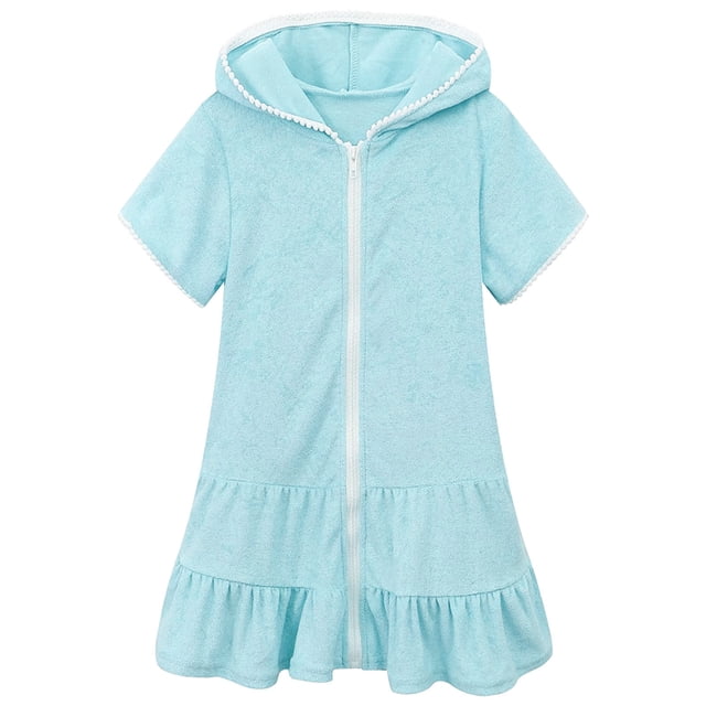 Maillots de Bain pour Enfants Filles Filles Cache-Maillot Cache-Maillot pour Enfants Fermeture Éclair Robe de Plage pour Maillot de Bain Bébé Maillot de Bain Fille Robe de Plage Cache-Maillot Cache-Maillots