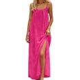thumbnail image 1 of Daiosportswear Robe Longue de Détente pour Femmes à Bretelles Spaghetti, Dos Nu, Coupe Ample, Robe-Robe à Manches Courtes pour Femmes, Rose Vif P(S), 1 of 7