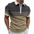 thumbnail image 2 of ylioge Golf Tees for Men Short Sleeve Zipper Collared Tshirts Shirts Mens Casual Color-Block Pullover Comfort Basic Loose Athletic Tops, 2 of 5