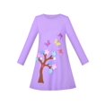 thumbnail image 1 of Girls Dress Long Sleeve Purple Butterfly Tree Embroidered Casual 3 Years, 1 of 1