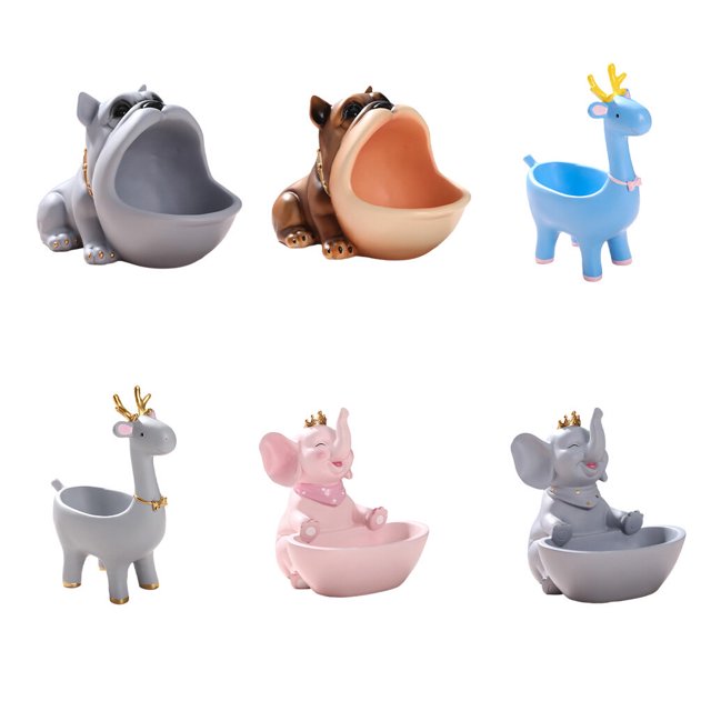 pitrice Hallway Decor Cute Replacement Vivid Adorable Cartoon Hallway Decor Bedroom Living Room Snack Remote Control Stationery Key Storage Holder Container Grey Type 3